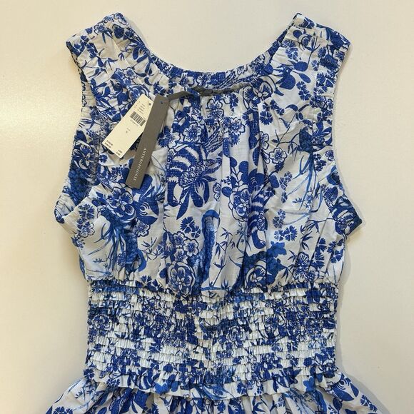 ANTHROPOLOGIE Sleeveless Poplin Floral Smocked Midi Dress Women's Size S - Picture 3 of 7
